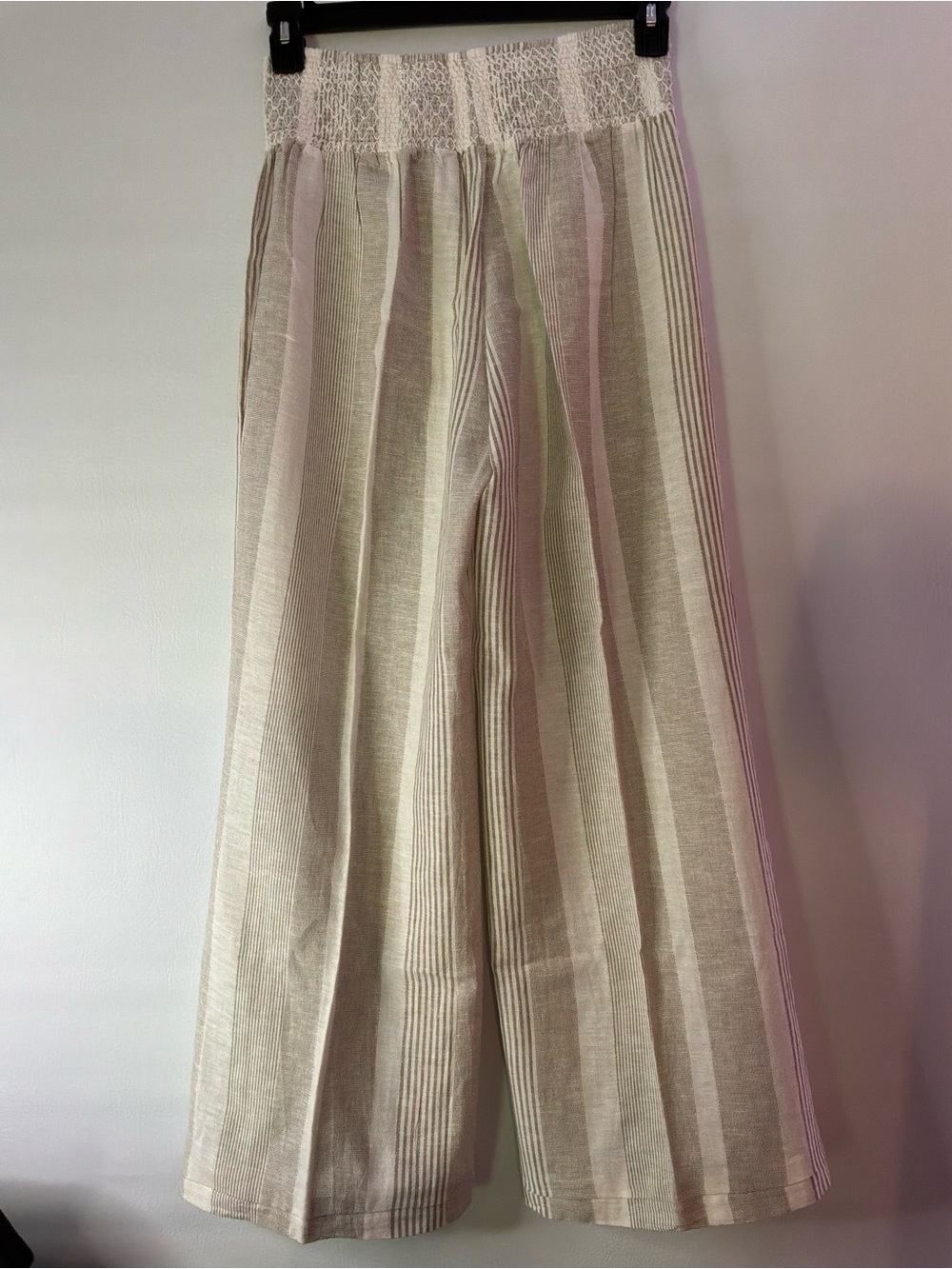 πβ¨π Boho Striped Wide Leg Pants High Rise Elastic Waist Size L - Picture 3 of 10